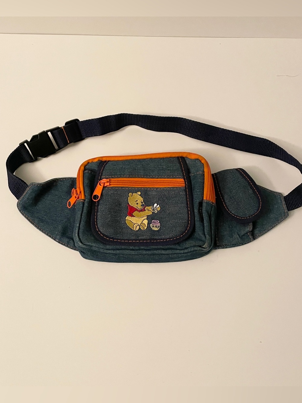 Vintage Disney Winnie The Pooh Denim Fanny Pack Belt Bag Waist Pack⁠